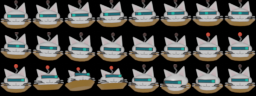 An unquantised sprite sheet for the saucer cat enemy