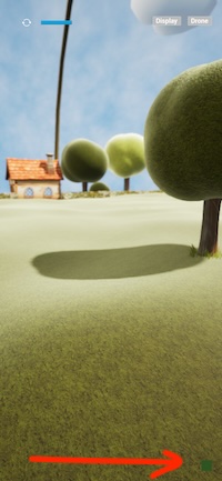 Screenshot of mobile game with a dark green square in the bottom-right corner